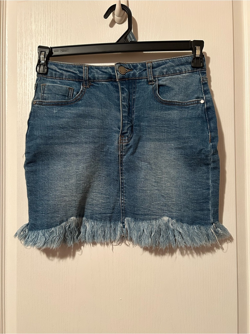 Black Label Blue Frayed Mini Skirt